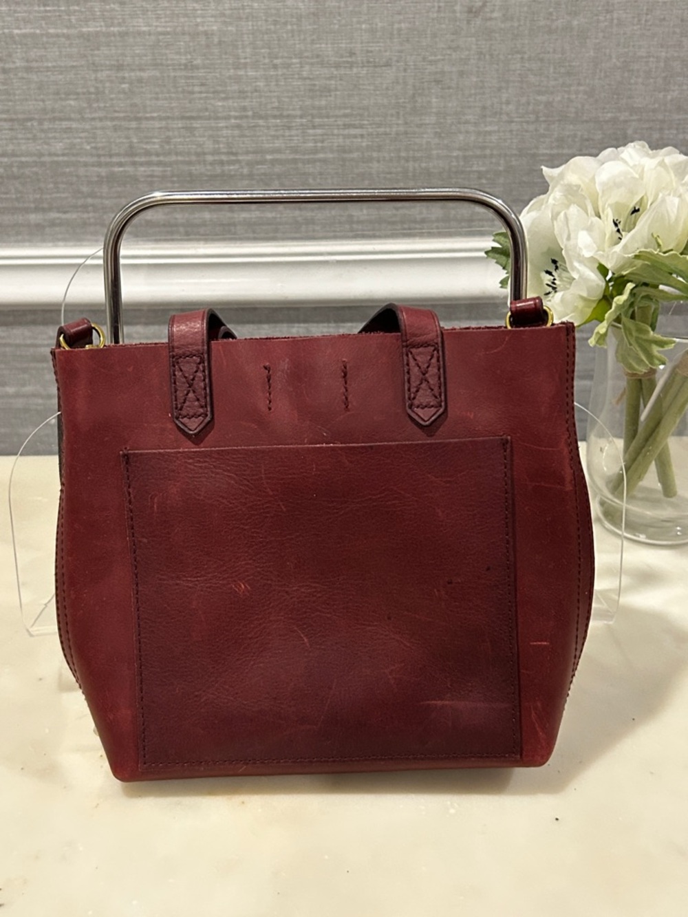 Madewell Burgundy Leather Mini Crossbody Tote